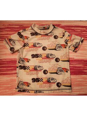 Lightning Mcqueen Disney Cars Toddler Boy Short- Sleeve Rash Guard Top 4T